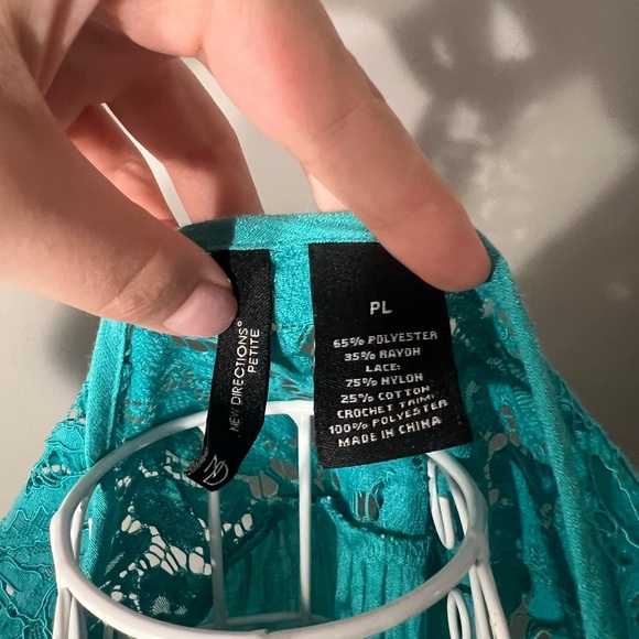 New Directions Blue Lace Button Front Blouse Whimsical Sz PL Bohemian Fairycore - Picture 2 of 3